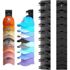 Black 2pack Strong Adhesive Wall Door Hat Organizer for Baseball Caps