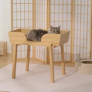 Rack de Armazenamento de Brinquedos e Acessórios para Animais de Estimação Prateleira Empilhável de Alta Qualidade em Bambu Natural para Uso Doméstico