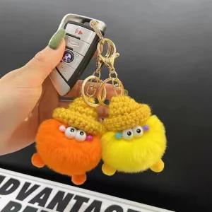 New Cute Coal Ball Plush Keychain Small Hanging Plush Doll Car Bag Accessory Keychain Pendant Solid Plush Toy Keyring Keychain