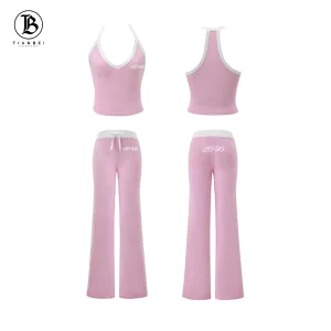 2026 Y2K Clothing Manufacturers Spring Summer Tall Girl Friendly Set Body Sport Tank and Loose Lounge Pants Custom 2 Piece Set