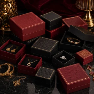 Wholesale Lid and Base Jewelry Box Custom Logo Red Black Gift Jewelry Packaging for Gold Set Dubai Saudi Arabia Wedding Eid