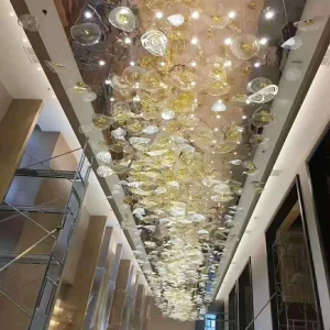 Hotel Pendant Glass Lotus Leaf Chandelier