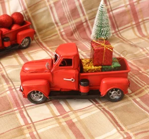 Vintage Xmas Trees Red Truck Metal Handmade Crafts
