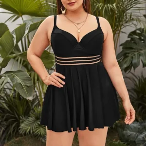Custom High Quality Sexy Plus Size Black One Piece Bikini Beachwear Swimsuit Women Conservative Skirt Swimwear Bathing Suits