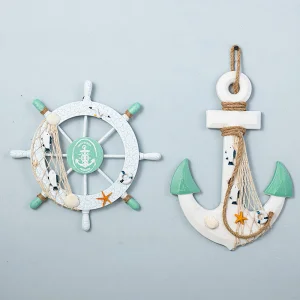 Wooden Craft Handcraft Rudder Helmsman Anchor Wall Hanging Home Decoration Mediterranean Style