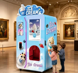 Next-Gen Ice Cream Vending Solution  Air-Cooled No Plumbing 1 Flavor + 6 Toppings for Malls & Airports