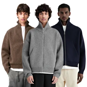 Stand-Up Collar Custom Logo Winter Sweater Fashion Casual Mens Knitted Cardigan