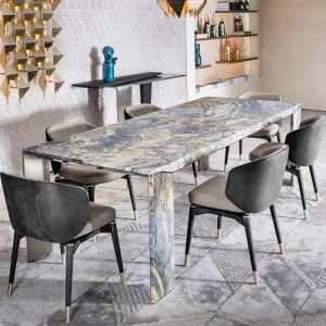 Luxury Modern Rectangular Marble Dining Table Set for Stylish Home Dining Room
