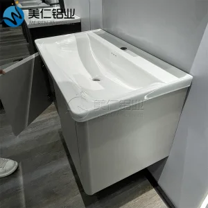 Custom Bathroom Vanity Cabinet with Drawers and Ceramic Basin Wall Mounted