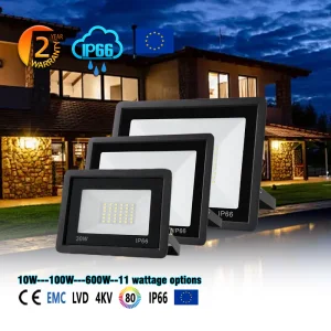 6500k DOB Driver Flood Lights Black IP65 Outdoor