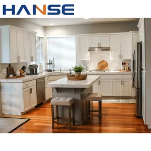 Custom Rta Modern PVC Glossy White Modular Kitchen Cabinet with Island