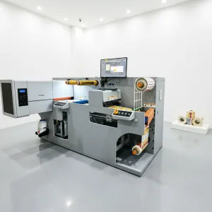 Nexus 350J Full Color UV Roll To Roll Label Printer Sticker Printing Laminating Die Cutting Slitting Rewinding Label Machine
