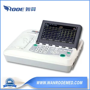 ECG601 Digital portátil 7 Pantalla LCD de pulgadas 6 Canal 12 Derivaciones electrocardiógrafo ECG con impresora