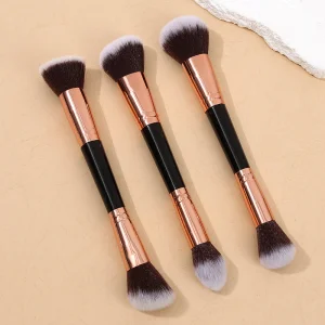 Rounded Kabuki Foundation Brush Synthetic Bristles Rose Gold Handle