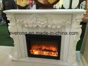 Customized Fireplace Surround White Marble