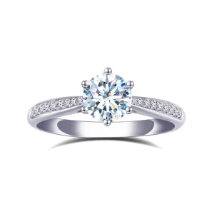 18K White Gold Engagement Wedding Round Cut Lab Grown Diamond Ring