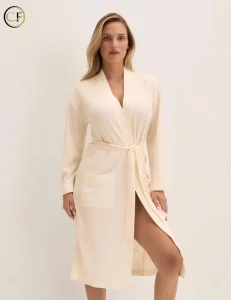 Women's Luxury Loose Fit Modal Cotton Blend Long Sleeve V-Neck Full Robe Knitted Breathable Soft Casual Daily Wear Sleepwear