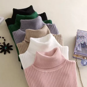 Turtleneck Women Pullover Sweater Custom Logo