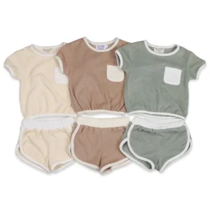 Conjunto de Toalla de Terry con Cuello Redondo para Niños 2PC Ropa de Verano