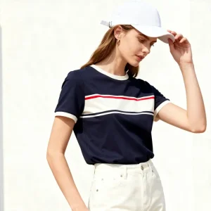 OEM XH-Fashion OEM Womens Retro Striped Tees