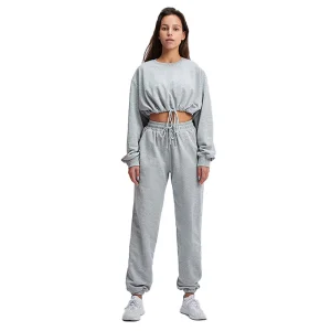 Drawstring Design Casual Cotton Tracksuits for Women Popular Women Custom Streetwear Long Sleeve Crop Top 2 Piece Set