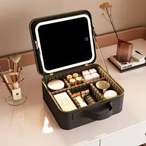 Portable Makeup Organizer with LED Mirror