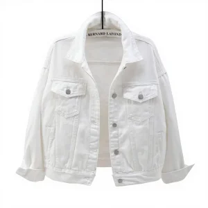 Wangsheng Japanese Style Medium Wash Nylon/Cotton Denim Jacket Women Korean Version Loose Fit Slimming Versatile Quick Dry