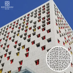 Architectural Exterior Wall Solution Using Laser Cut Aluminum Facade Panels For Office Projects