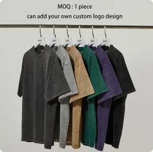 High Quality 100% Cotton Vintage Acid Washed Oversized 240 Gsm Men's Printed T-Shirts Yarn Dyed Eco-Friendly Quick Dry