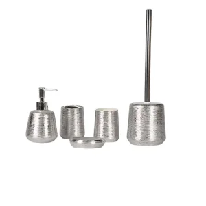 OEM Luxury - Style Silver - Textured Ceramic Bathroom Set Supplier, Exporters