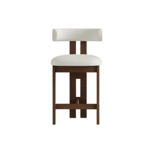 Nordic Luxury Solid Wood Bar Stools with Backrest Fixed Height Upholstered Counter Stools for Kitchen Bar