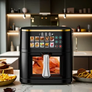 10L Modern Air Fryer Electric Square Plastic Oven Touch Screen Multi-Function for Roasting Baking Cooking Household Hotel