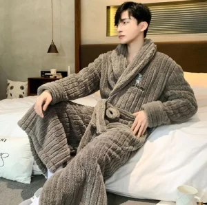 Pijamas de invierno de franela gruesa para hombres