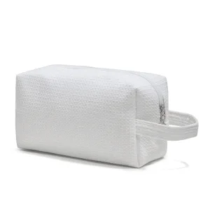 Custom Logo Large Capacity Zipper Waffle Makeup Bag Travel Toiletry Organizer Women Waffle Cosmetic Bag with Soft Handle