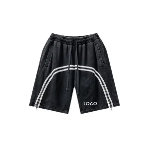 Hot Sales Loose Sports Washed Zipper Casual Drawstring Elastic Waist Mens Shorts