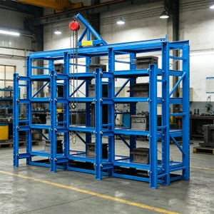 Industrial Sliding Mould Rack Heavy Duty Strong Durability Drawer Type Die Storage Rack With Manual Hoist for Factory