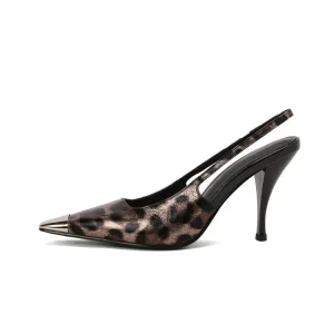 OEM Luxury Brown Leopard Patent Leather Western Pumps 9cm Stiletto Factories, Product