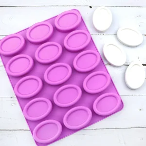 15 Molde de Sabão Artesanal em Silicone em Forma de Buraco ou Oval, Molde de Bolo em Silicone, Grau Alimentício, Molde de Bolo em Silicone Sem Bisfenol A, Molde de Sabão em Silicone