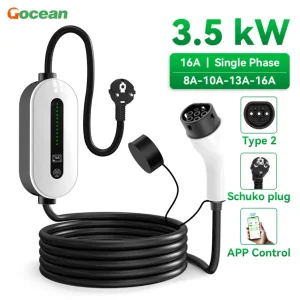 نوع 2 شاحن كهربائي محمول للسيارات الكهربائية 3.5kw مستوى 2