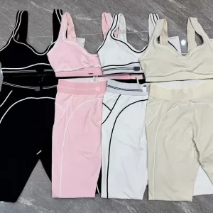 Factory Direct Sell Fashion Yoga Pilates Stretch Seamless Ribbed High-quality Leggings Yoga 2 Piece Set For Women