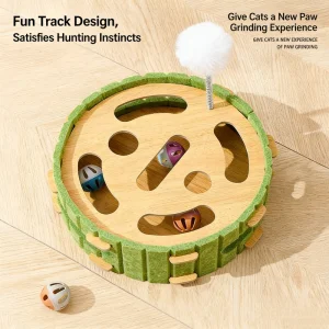 Multi-play Cat Toy Wooden Maze Plate With Rolling Ball Sisal Hanging Parts for All Kinds of Cats Pet Interactive &amp; Movement Toys
