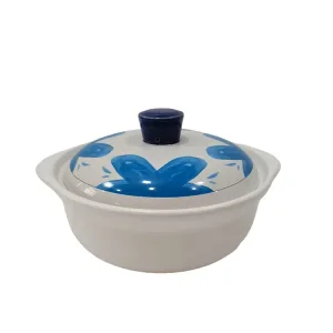 China White Casserole with Blue Floral Pattern Manufacturer