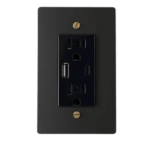 15A Tomada de parede de bronze padrão dos EUA, soquete de carregamento USB em latão sólido