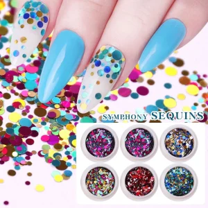 Symphony Round Nail Art Squin Accessories Kit for Nail Design Decoration