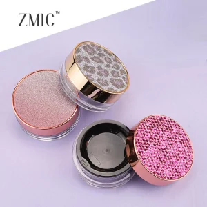 10g Round Loose Powder Makeup Packaging with Leather Top