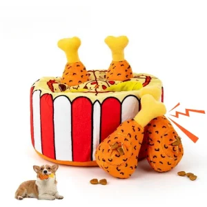 Plush Dog Squeak Toys Fried Chicken Pizza Puzzle
