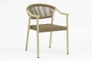 China Cephas Outdoor dining stackable aluminum rattan bistro wicker wooden look chair
