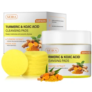 Turmeric &amp; Kojic Acid Facial Cleansing Pads 125g/50pcs Oil Control Brightening Acne Care Exfoliating