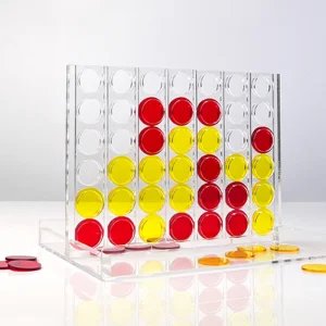 Acrylic Stereo Board Game with Red Yellow Pieces Educational Game