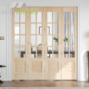 Multishades Classic Simple Design Double Glazed Tempered Glass Soundproof Panels Aluminum Bi Sliding Folding Door